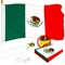 G128 Combo Pack: 6 Ft Tangle Free Aluminum Spinning Flagpole (White) & Mexico Mexican Flag 3x5 Ft, ToughWeave Series Embroidered 300D Polyester | Pole with Flag Included
